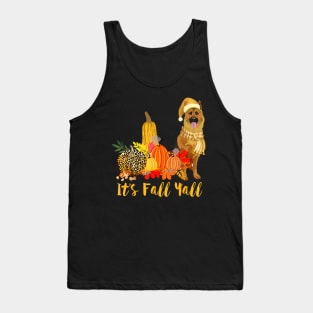 Its Fall Yall German Shepherd Dog Leopard Pumpkin Falling Tank Top